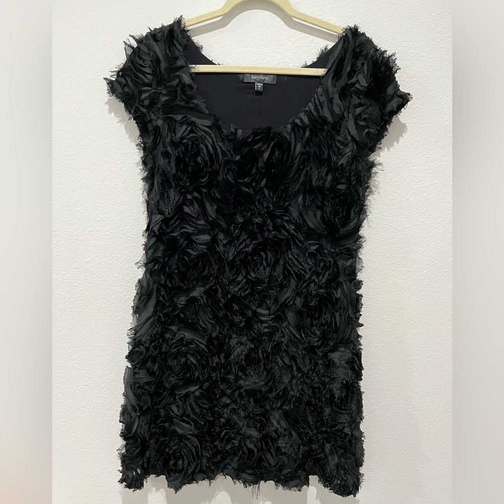 Karen Kane Dress Women Large Black Floral Short Sleeve